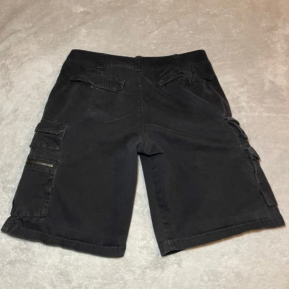Ocean Pacific OP Shorts Men 32 Black Cargo Cotton Multi-Pocket Skate Utility Y2K